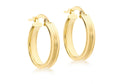 9ct Yellow Gold Patterned Round Hoop Earrings