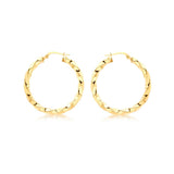 9K Yellow Gold 30mm Twisted Hoop Earrings