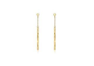 9ct Yellow Gold Bar & Chain Drop Earrings