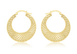 9ct Yellow Gold Mesh Creole Earrings