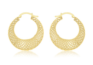 9ct Yellow Gold Mesh Creole Earrings