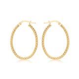 9K Yellow Gold Oval Hoop Earrings