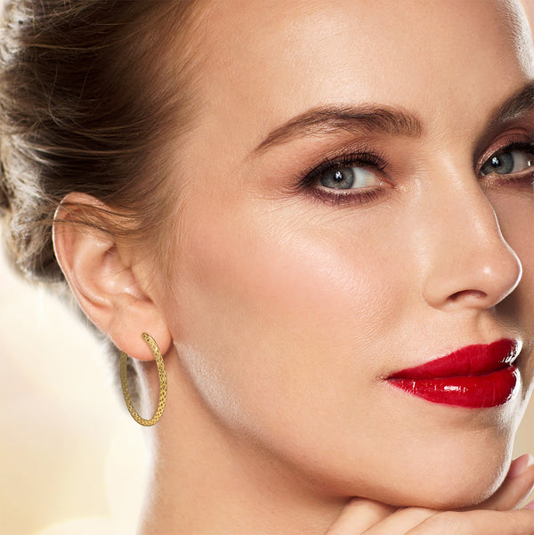 9K Yellow Gold Oval Hoop Earrings