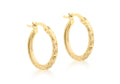 9ct Yellow Gold Diamond Cut Hoop Earrings