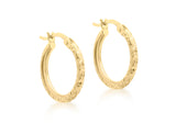 9ct Yellow Gold Diamond Cut Hoop Earrings