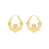 9K Yellow Gold Claddagh Earrings