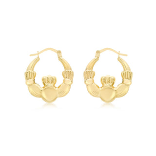 9ct Yellow Gold Claddagh Earrings