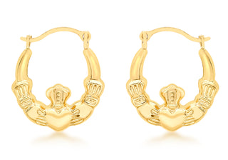9ct Yellow Gold Mini Claddagh Earrings