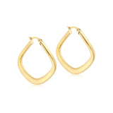 9K Yellow Gold Curved-Square-Edge Creole Earrings