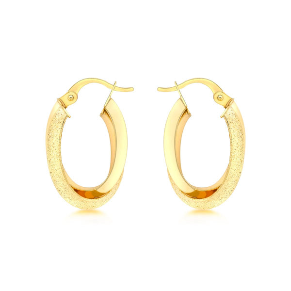 9K Yellow Gold Double Oval Creole Earrings