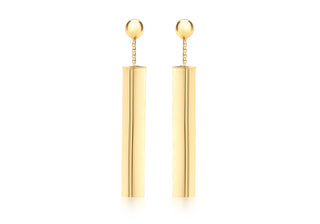 9ct Yellow Gold Square Bar Drop Earrings