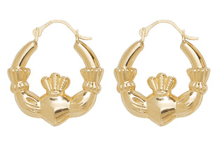 9ct Yellow Gold Claddagh Earrings