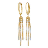 9K Yellow Gold Hoop Drop Earrings