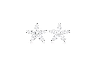 Sterling Silver Cubic Zirconia Set Flower Studs