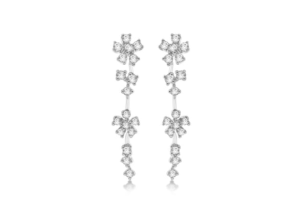 Sterling Silver CZ Floral Drops