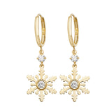 9ct Yellow Gold CZ Snowflake Earrings