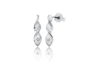 Sterling Silver Diamond Set Twist Drops