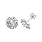 9K White Gold CZ Cluster Stud Earrings