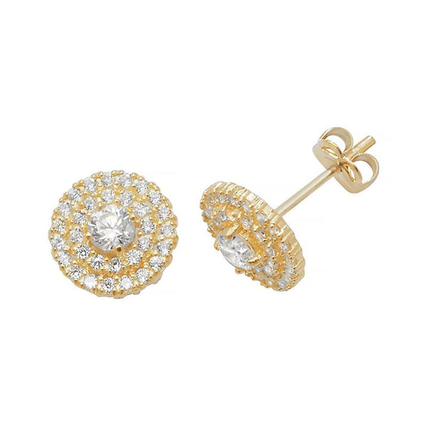9K Yellow Gold CZ Cluster Stud