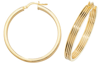 9K Yellow Gold Hoop Earrings