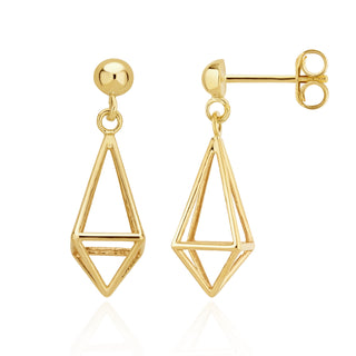 9K Yellow Gold Prism Drop Earrings