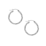 9ct White Gold Twist Hoop Earrings