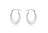 Sterling Silver Twisted Oval Creole Earrings
