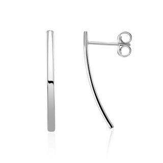 9K White Gold Curved Bar Drop Earrings