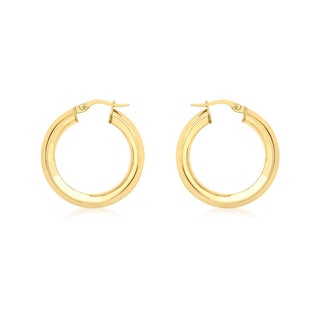 9K Yellow Gold Square-Tube Creole Earrings