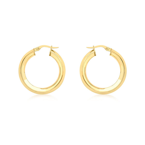 9K Yellow Gold Square-Tube Creole Earrings