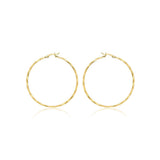 9K Yellow Gold 48mm Diamond Cut Faceted Hoop Earrings