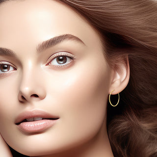 9K Yellow Gold 25mm Plain Sleeper Hoop Earrings