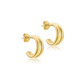 9K Yellow Gold Double Tube Half Hoop Earrings