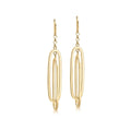 9K Yellow Gold Square Tube Double Ova Dropl Earrings