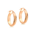 9K Rose Gold Diamond Cut  21mm Hoop Creole Earrings