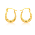 18K Yellow Gold Patterned Creole Hoop Earrings