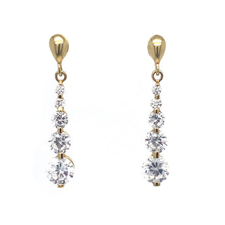 18K Yellow Gold Cubic Zirconia Drop Earrings