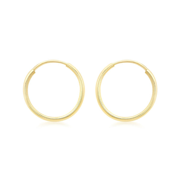 9K Yellow Gold 18mm Polished Hoop Earrings