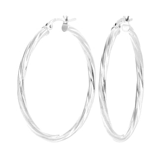 9K White Gold 35mm Twisted Hoop Earrings