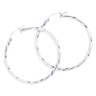 9K White Gold 35mm Twisted Hoop Earrings