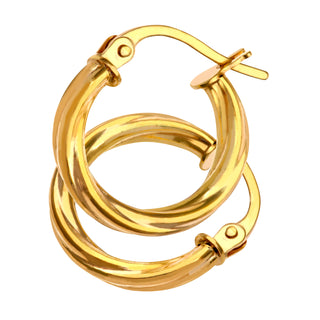 9K Yellow Gold 20mm Twisted Hoop Earrings
