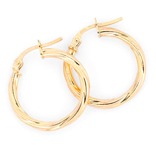 9K Yellow Gold 20mm Twisted Hoop Earrings