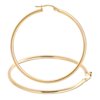 9K Yellow Gold Plain 43mm Hoop Earrings