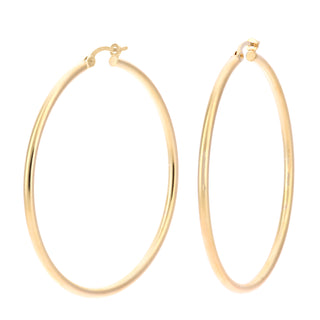 9K Yellow Gold Plain 43mm Hoop Earrings