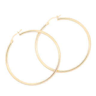 9K Yellow Gold Plain 43mm Hoop Earrings