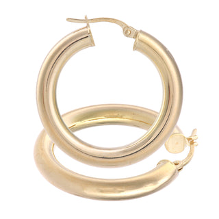 9K Yellow Gold Plain 27mm Hoop Earrings