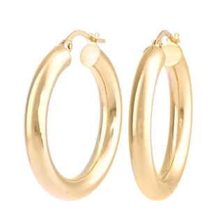 9K Yellow Gold Plain 27mm Hoop Earrings