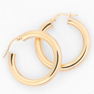 9K Yellow Gold Plain 27mm Hoop Earrings