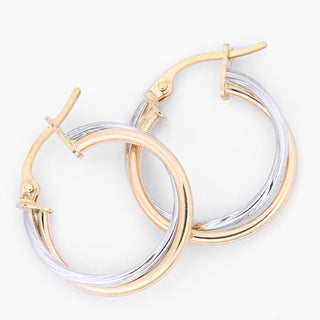 9K 2 Colour Gold 18mm Twisted Double Hoop Earrings
