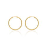 9K Yellow Gold 4mm Tube 35mm Hoop Earrings